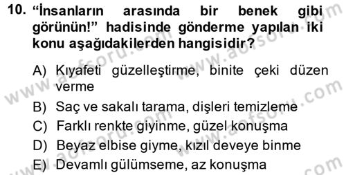 Hadis Dersi 2014 - 2015 Yılı (Final) Dönem Sonu Sınav Soruları 10. Soru