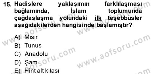 Hadis Dersi 2014 - 2015 Yılı (Final) Dönem Sonu Sınav Soruları 15. Soru