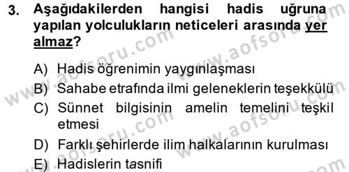 Hadis Dersi 2014 - 2015 Yılı (Final) Dönem Sonu Sınav Soruları 3. Soru