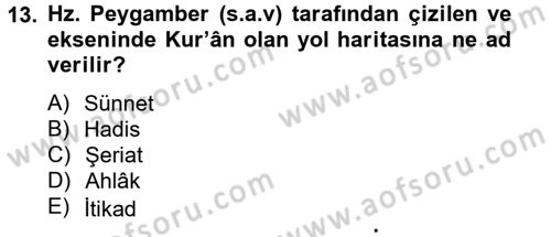 Hadis Dersi 2014 - 2015 Yılı Tek Ders Sınav Soruları 13. Soru