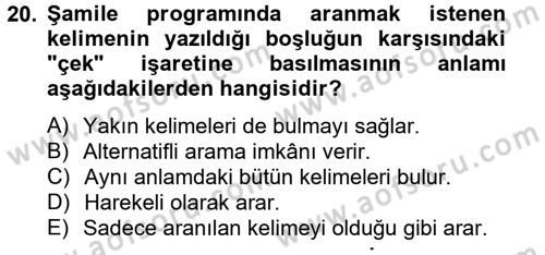 Hadis Dersi 2014 - 2015 Yılı Tek Ders Sınav Soruları 20. Soru