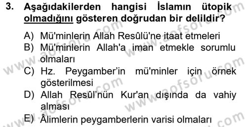 Hadis Dersi 2014 - 2015 Yılı Tek Ders Sınav Soruları 3. Soru