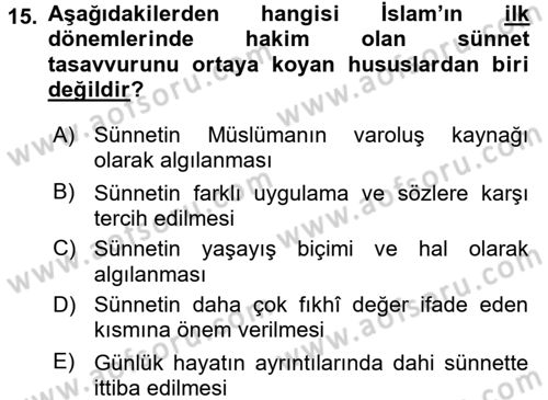 Hadis Dersi 2015 - 2016 Yılı (Vize) Ara Sınav Soruları 15. Soru