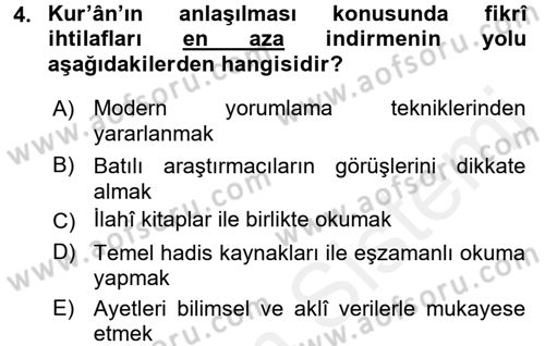 Hadis Dersi 2015 - 2016 Yılı (Vize) Ara Sınav Soruları 4. Soru