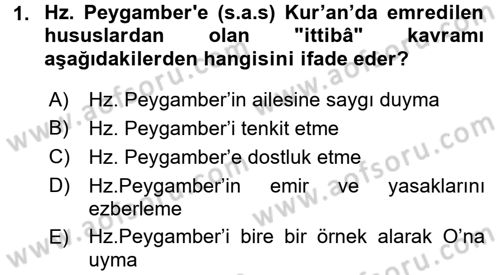 Hadis Dersi 2015 - 2016 Yılı (Final) Dönem Sonu Sınav Soruları 1. Soru