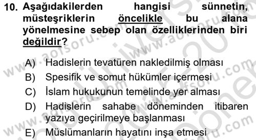 Hadis Dersi 2015 - 2016 Yılı (Final) Dönem Sonu Sınav Soruları 10. Soru