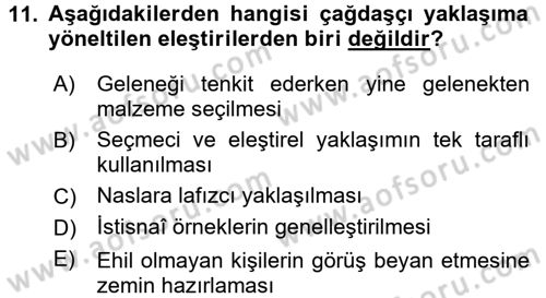Hadis Dersi 2015 - 2016 Yılı (Final) Dönem Sonu Sınav Soruları 11. Soru