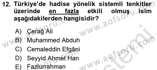 Hadis Dersi 2015 - 2016 Yılı (Final) Dönem Sonu Sınav Soruları 12. Soru