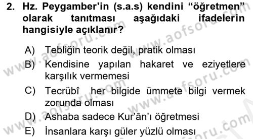 Hadis Dersi 2015 - 2016 Yılı Tek Ders Sınav Soruları 2. Soru