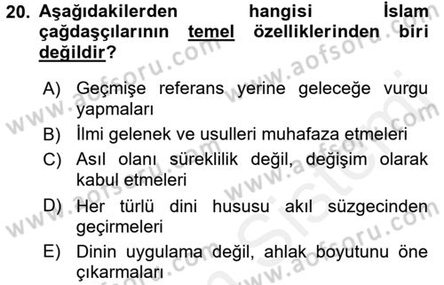 Hadis Dersi 2015 - 2016 Yılı Tek Ders Sınav Soruları 20. Soru