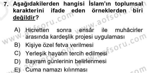 Hadis Dersi 2015 - 2016 Yılı Tek Ders Sınav Soruları 7. Soru