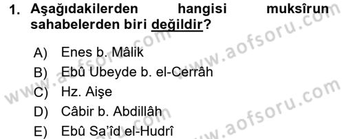 Hadis Dersi 2016 - 2017 Yılı 3 Ders Sınav Soruları 1. Soru