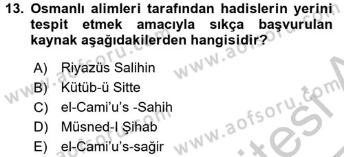 Hadis Dersi 2016 - 2017 Yılı 3 Ders Sınav Soruları 13. Soru