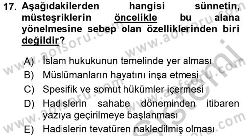 Hadis Dersi 2016 - 2017 Yılı 3 Ders Sınav Soruları 17. Soru