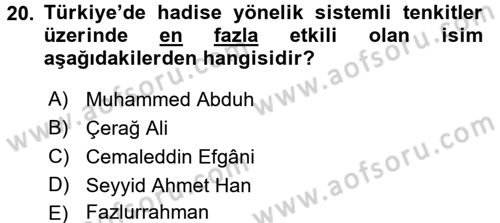 Hadis Dersi 2016 - 2017 Yılı 3 Ders Sınav Soruları 20. Soru