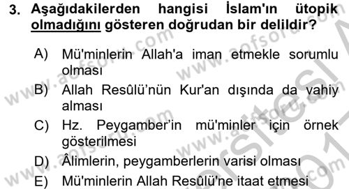 Hadis Dersi 2016 - 2017 Yılı 3 Ders Sınav Soruları 3. Soru