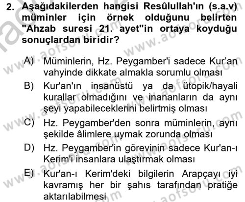 Hadis Dersi 2016 - 2017 Yılı (Vize) Ara Sınav Soruları 2. Soru