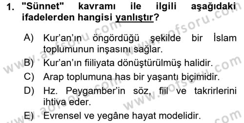 Hadis Dersi 2016 - 2017 Yılı (Final) Dönem Sonu Sınav Soruları 1. Soru