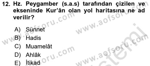 Hadis Dersi 2016 - 2017 Yılı (Final) Dönem Sonu Sınav Soruları 12. Soru