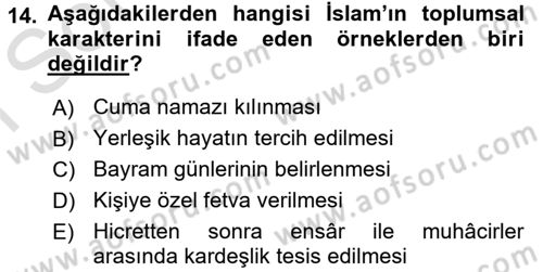 Hadis Dersi 2016 - 2017 Yılı (Final) Dönem Sonu Sınav Soruları 14. Soru