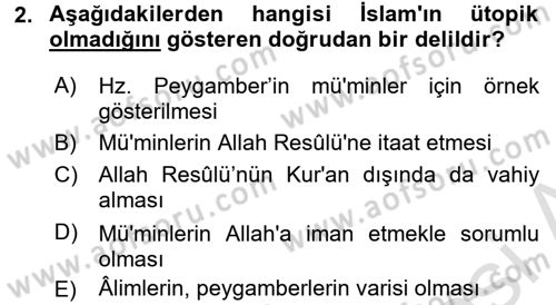 Hadis Dersi 2016 - 2017 Yılı (Final) Dönem Sonu Sınav Soruları 2. Soru