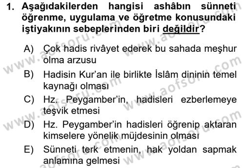 Hadis Dersi 2017 - 2018 Yılı 3 Ders Sınav Soruları 1. Soru