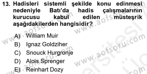 Hadis Dersi 2017 - 2018 Yılı 3 Ders Sınav Soruları 13. Soru