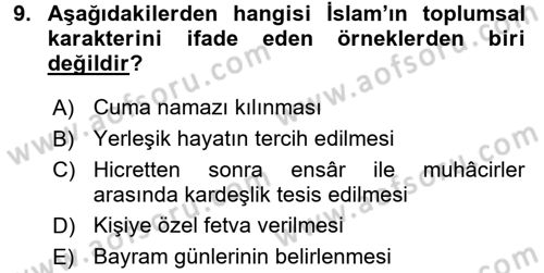 Hadis Dersi 2017 - 2018 Yılı 3 Ders Sınav Soruları 9. Soru