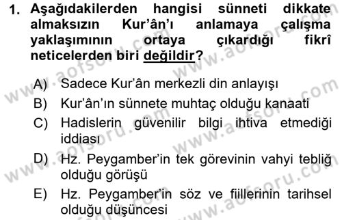Hadis Dersi 2017 - 2018 Yılı (Vize) Ara Sınav Soruları 1. Soru
