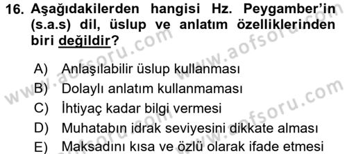 Hadis Dersi 2017 - 2018 Yılı (Vize) Ara Sınav Soruları 16. Soru
