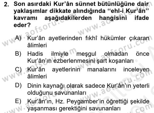 Hadis Dersi 2017 - 2018 Yılı (Vize) Ara Sınav Soruları 2. Soru