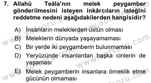 Hadis Dersi 2017 - 2018 Yılı (Vize) Ara Sınav Soruları 7. Soru