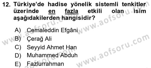 Hadis Dersi 2018 - 2019 Yılı 3 Ders Sınav Soruları 12. Soru