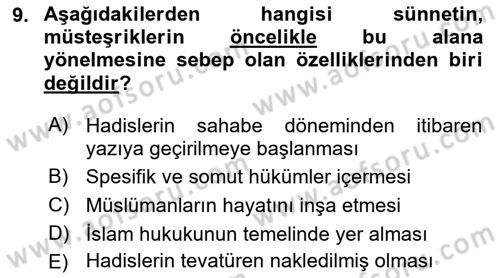 Hadis Dersi 2018 - 2019 Yılı 3 Ders Sınav Soruları 9. Soru