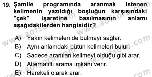 Hadis Dersi 2018 - 2019 Yılı (Final) Dönem Sonu Sınav Soruları 19. Soru