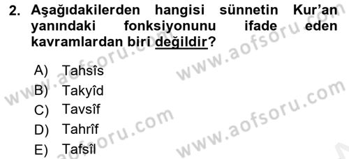 Hadis Dersi 2018 - 2019 Yılı (Final) Dönem Sonu Sınav Soruları 2. Soru