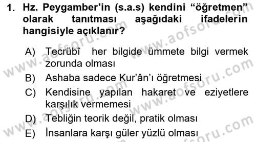Hadis Dersi 2018 - 2019 Yılı Yaz Okulu Sınav Soruları 1. Soru