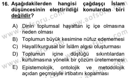 Hadis Dersi 2020 - 2021 Yılı Yaz Okulu Sınav Soruları 16. Soru
