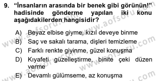 Hadis Dersi 2020 - 2021 Yılı Yaz Okulu Sınav Soruları 9. Soru
