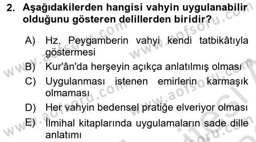 Hadis Dersi 2021 - 2022 Yılı Yaz Okulu Sınav Soruları 2. Soru