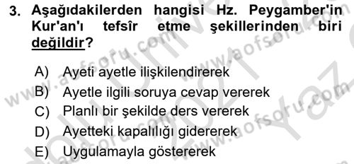 Hadis Dersi 2021 - 2022 Yılı Yaz Okulu Sınav Soruları 3. Soru