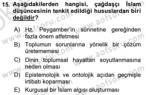 Hadis Dersi 2022 - 2023 Yılı Yaz Okulu Sınav Soruları 15. Soru