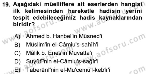 Hadis Dersi 2022 - 2023 Yılı Yaz Okulu Sınav Soruları 19. Soru