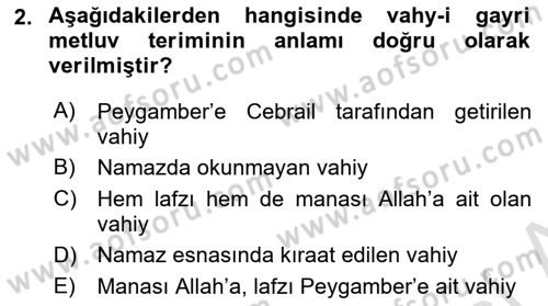 Hadis Dersi 2022 - 2023 Yılı Yaz Okulu Sınav Soruları 2. Soru