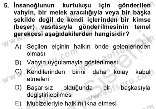 Hadis Dersi 2023 - 2024 Yılı (Vize) Ara Sınav Soruları 5. Soru