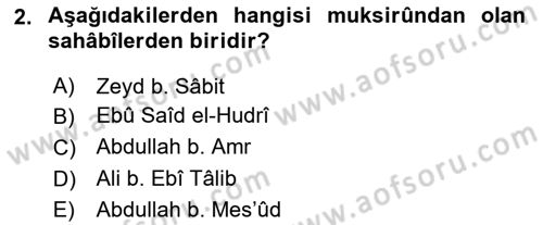 Hadis Dersi 2023 - 2024 Yılı (Final) Dönem Sonu Sınav Soruları 2. Soru