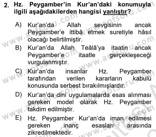 Hadis Dersi 2024 - 2025 Yılı (Vize) Ara Sınav Soruları 2. Soru