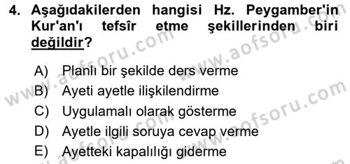 Hadis Dersi 2024 - 2025 Yılı (Vize) Ara Sınav Soruları 4. Soru