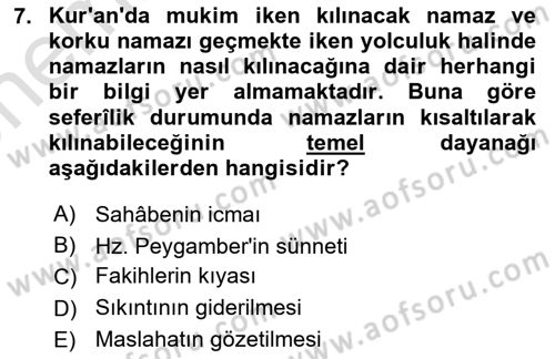 Hadis Dersi 2024 - 2025 Yılı (Vize) Ara Sınav Soruları 7. Soru