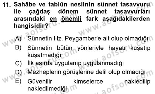 Hadis Dersi 2025 - 2026 Yılı (Vize) Ara Sınav Soruları 11. Soru